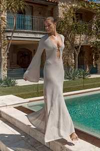 2024波西米亚长款镂空沙滩裙，带v领和喇叭袖，令人讨厌的派对风格夏季 - Product Image 2