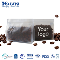 Emballage personnalisé pour café, sac à fond carré de 8 oz/500 g avec fermeture éclair standard et valve à air, emballage en feuille d'aluminium personnalisé pour grains de café