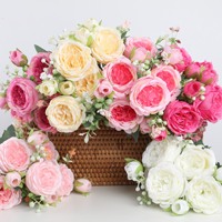 Nouvelles fleurs artificielles en soie en gros, roses en soie à tige pour la photographie et la décoration de mariage, fleurs de roses artificielles