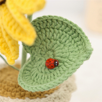 Tournesol au crochet en pot, fait main en tissu, pour la décoration de la maison, de la table ou des étagères, cadeau de Pâques, de mariage, d'anniversaire pour professeur