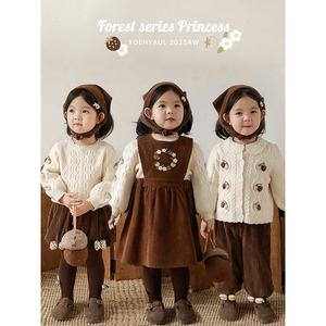Autumn Suit New Arrival Cardigan Sweater <strong>Baby</strong> <strong>Girls</strong> Pullover Corduroy <strong>Dress</strong> Wholesale Kids <strong>Girls</strong> Sweater Sets - Product Image 2
