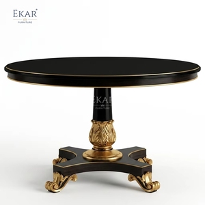 Tavolo da Pranzo Rotondo con Piedistallo in Stile Neoclassico Augustus |   <span class=keywords><strong>Mobili</strong></span> di Lusso in Stile Francese Dorato - EKAR - Product Image 1