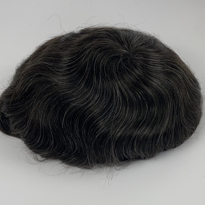 Peluquín de cabello humano para <span class=keywords><strong>hombre</strong></span>, pieza de cabello <span class=keywords><strong>gris</strong></span> Natural de 6 pulgadas de <span class=keywords><strong>largo</strong></span>, sistema de reemplazo para <span class=keywords><strong>hombre</strong></span>, línea de cabello Natural frontal de encaje - Product Image 2
