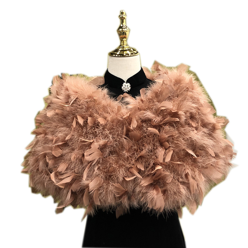 Теплые Элегантные женские зимние шали на заказ для банкета накидка на плечо меховые шали из страусиного пера для женщин