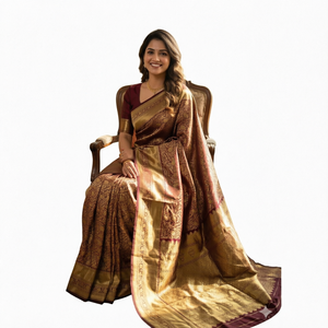 Blusa de Georgette de Poliéster Totalmente Bordada CYE con Lentejuelas, Larga hasta el Suelo, Elástica, de Corte Regular, Moderna, para Mujer, Estilo Bollywood Saree - Product Image 1