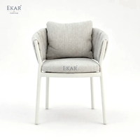 Chaise de salle à manger d'extérieur moderne de luxe en aluminium, design italien, fauteuil de jardin en corde tressée pour villa et hôtel