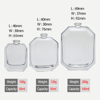 Flacon de parfum rectangulaire portable de luxe en verre de 30 ml et 50 ml avec pulvérisateur à pompe, emballage personnalisé pour échantillons d'huiles essentielles et de parfums