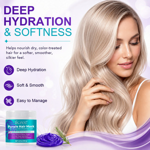<span class=keywords><strong>Masque</strong></span> capillaire violet hydratant en profondeur Ikzee 120g, réparateur de couleur, lissant et rafraîchissant, avec huile d'argan et feuille de romarin pour <span class=keywords><strong>cheveux</strong></span> blonds et jaune orangé - Product Image 2
