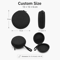 Étui rigide rond personnalisé en EVA avec poche en filet zippée, sangle élastique et rangement portable pour accessoires d'écouteurs