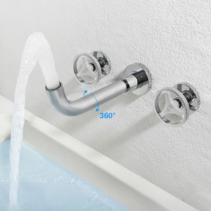 Robinet de salle de bain de style américain, mural encastré, pivotant à 360 degrés, <span class=keywords><strong>mitigeur</strong></span> eau chaude et froide pour buanderie - Product Image 6