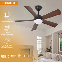 Ventilador de Techo KBS de 52 Pulgadas con Motor DC de 18W, 3 CCT LED, 3 Aspas de ABS, Ventilador de Techo LED con Luz y Control Remoto