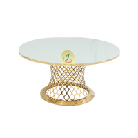 Tables de mariage en acier inoxydable doré avec plateau en verre blanc, mobilier d'hôtel, salle à manger, extérieur, design moderne, 35-40 kg, non pliable