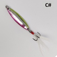 Leurre artificiel spinner spoon à plumes, longue portée, pour pêche à la traîne, imitation de poisson vivant pour le bar