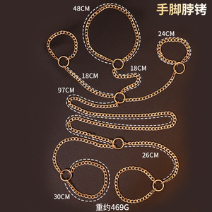Esposas <span class=keywords><strong>de</strong></span> Metal Desmontables Plateadas y Doradas, Cadena <span class=keywords><strong>de</strong></span> Sujeción para Tobillos y Cuello, Collar con Candado, Juguetes Sexuales BDSM para <span class=keywords><strong>Parejas</strong></span> - Product Image 6