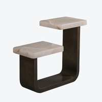 Table basse moderne de luxe sur mesure avec plateau en marbre et structure en acier inoxydable pour salon