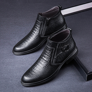 Factory Wholesale High Quality Winter Genuine Leather Shoes for <strong>Men</strong> <strong>Black</strong> <strong>Boots</strong> Ankle <strong>Boots</strong> - Product Image 6
