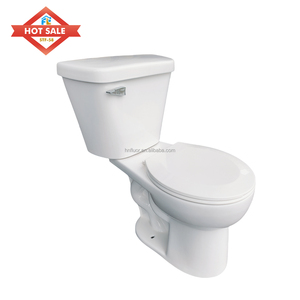 WC en céramique à siphon en S avec abattant à fermeture douce, design divisé, sortie au sol, siphon arc-en-ciel, chasse silencieuse - Product Image 1