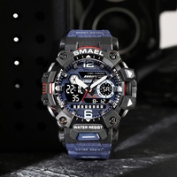 SMAEL 8072 2022 Jam Tangan Pintar Unisex Sport Kronograf Analog Digital Ganda Stopwatch Alarm Jarum Bercahaya Tahan Air 50m