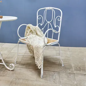 INNOVA Customized Nordic Style Home Furniture Modern <strong>Rustic</strong> White Color Iron Metal Coffee <strong>Dining</strong> <strong>Chair</strong> with Wood Seat - Product Image 1