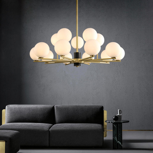 Lustre suspendu rond en <span class=keywords><strong>verre</strong></span> moderne Tyson, hauteur réglable, lampe suspendue en métal <span class=keywords><strong>pour</strong></span> hôtel, villa, maison, salon, chambre à coucher - Product Image 1