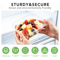 Boîte alimentaire jetable en plastique scellée avec couvercle, conteneur transparent en PET type clamshell 48 OZ, empilable, qualité alimentaire, vente en gros OEM