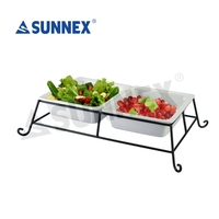 Plat de service en porcelaine céramique 4 L, design moderne argenté, durable et écologique, idéal pour les buffets d'hôtel et les événements de restauration