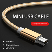 Cable de carga de datos para cámara Mp3, nailon, 1m, 2m, 3m, Usb 2,0 A, macho A Mini B, 5 pines