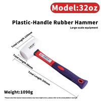 Maillet en caoutchouc blanc de 32 oz avec manche en fibre de verre, tête ronde, outil manuel pour la réparation automobile