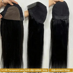 Pelucas de <span class=keywords><strong>Cabello</strong></span> Humano Brasileño Virgen Baratas con Frente de Encaje Transparente, Liso Extremo, Encaje Completo HD para Mujeres Negras de <span class=keywords><strong>Cabello</strong></span> Largo - Product Image 6