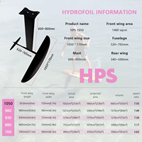 Kit complet d'hydrofoil HPS 1050 : Aile avant, mât, aile arrière, foil de surf, foil de pumping en carbone, haute performance, pour sports nautiques en vent léger