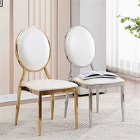 Chaise de salle à manger moderne en métal doré, coussin en tissu empilable pour la maison, le bureau, l'école, les mariages, les banquets et les hôtels