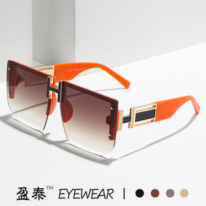H Brand Men's Frameless <b>Square</b> <b>Sunglasses</b> UV400 PC Lens Fashion Rock Style - Product Image 1