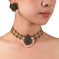 Ensemble de bijoux ethniques vintage en alliage de perles avec pompon, style Hanfu bohème, pour femme, fabriqué en Chine, idéal pour les voyages et les tenues assorties.