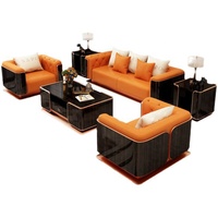 Modernes Sofa garnitur im europäischen Stil Luxuriöse italienische Wohnzimmer möbel aus echtem Leder, Samtholz, Cabrio