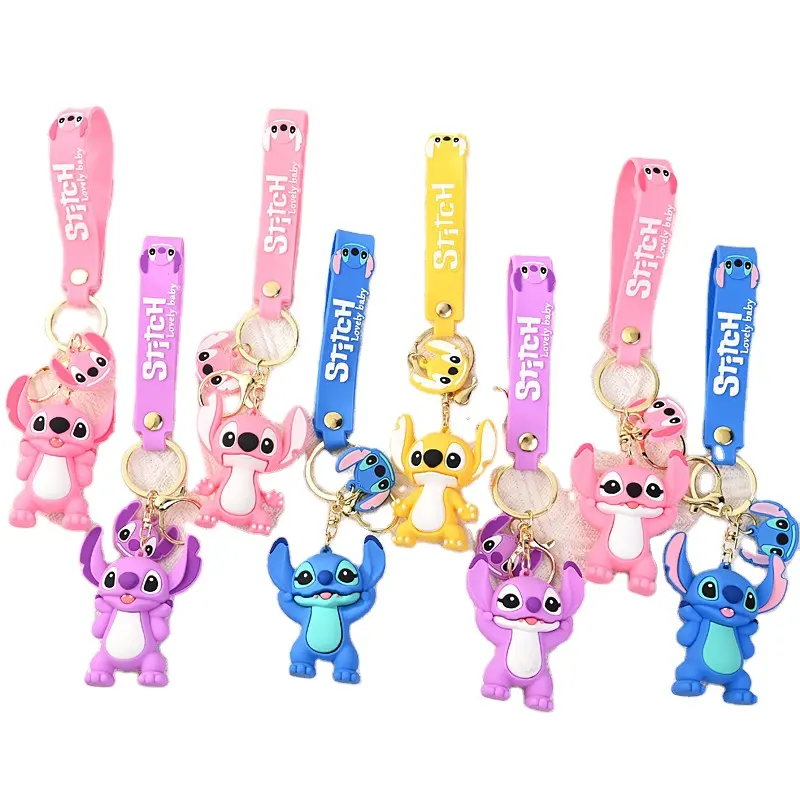 Cute Keychain wholesale Summer Colorful Shoes Creative 3D Shoes Keychain blue and pink stich Japanese anime keyring