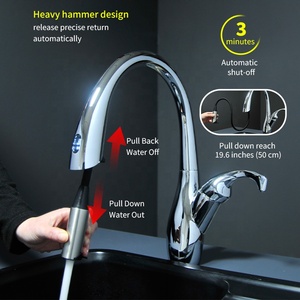 제조 업체 스테인레스 스틸 304 뜨거운 차가운 믹서 풀 다운 자동 온수 센서 탭 스마트 터치 주방 수도꼭지 - Product Image 4