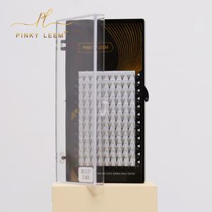 Pinky Leem Custom Logo Matte Natural Black Premade Faux Mink <b>Fans</b> Eyelashes Short Steam Lashes Tray <b>Pre</b> <b>Made</b> Extension <b>Fans</b> - Product Image 5