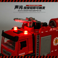 Camion de pompiers à pulvérisation d'eau, simulation, jouet pour enfants avec son et lumière, modèle de voiture en alliage à traction arrière