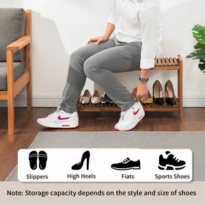 家庭用収納オーガナイザー用2層木製シューズラック竹棚カスタマイズ - Product Image 3