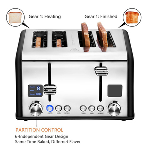 Household Stainless Steel Electric Heat-proof Crumb Tray 4 Slice Bread <strong>Smart</strong> <strong>Toaster</strong> With Led Display - Product Image 4