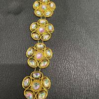 Kunststoff-Strass-Blumenkettenborte, 4 Stile, Gold-Silber-Blatt, Sonnenstrahl-Kristall AB, schillernd, umweltfreundlich, zum Aufnähen