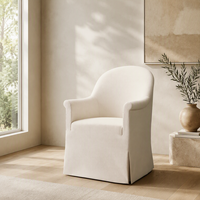 Fauteuil de salle à manger moderne de luxe rembourré avec jupe en cascade, chaise individuelle de designer à dossier arrondi pour la maison et l'hôtellerie