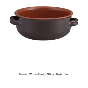 หม้อตุ๋นดินเผา Ø 28 ซม. สูง 12 ซม. ความจุ 5.1 ลิตร สีน้ำตาลสองเฉด Vulcania - Product Image 3