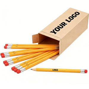 Promotiegeschenken Fabriek Groothandel Op Maat Logo HB Gele Logopennen Met Gum voor Studenten Schrijven - Product Image 1