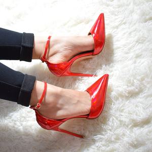 Commercio all'ingrosso di Cuoio Delle Donne Delle Pompe A Punta Rosso <span class=keywords><strong>Tacchi</strong></span> 12 centimetri <span class=keywords><strong>cinturino</strong></span> alla caviglia Femminile brevetto sexy Degli Alti Talloni scarpe da sposa Del Partito di Estate 2020 - Product Image 2
