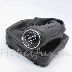 Pomo de palanca de cambios de coche, mango de transmisión manual de 5 y 6 velocidades, de cuero, para Volkswagen Polo, estilo clásico, negro - Product Image 1