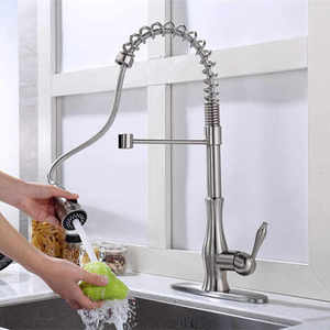 Hot Sale Model of Pull Out <strong>Sprayer</strong> Kitchen <strong>Faucet</strong> Spring <strong>Commercial</strong> Kitchen <strong>Sink</strong> Taps with Deck Plate Brushed Color - Product Image 6