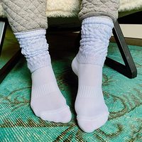 Chaussettes de sport pour femmes, blanches, au-dessus du genou, épaisses, ajustées, tricotées, à séchage rapide, pour l'automne