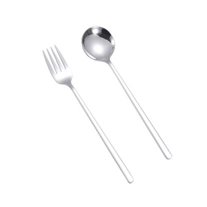 Cuillère ronde en titane multicolore 304, manche long, pour Bibimbap coréen, ensemble de fourchettes en coffret cadeau - Product Image 5