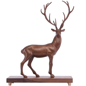 Figurine de cerf en cuivre violet, un cerf majestueux montant en pente, pour la décoration de bureau, décoration de maison de style chinois. - Product Image 1